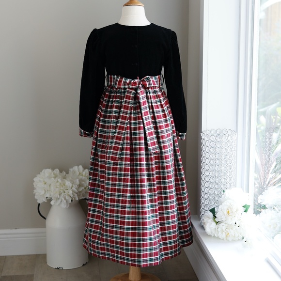 Strasburg Dress Black Velvet Silk Plaid Special Occasion Size 8/10 - Picture 6 of 8